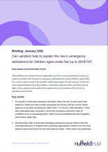 Can variation help to explain the rise in emergency admissions for children aged under five up to 2018/19?